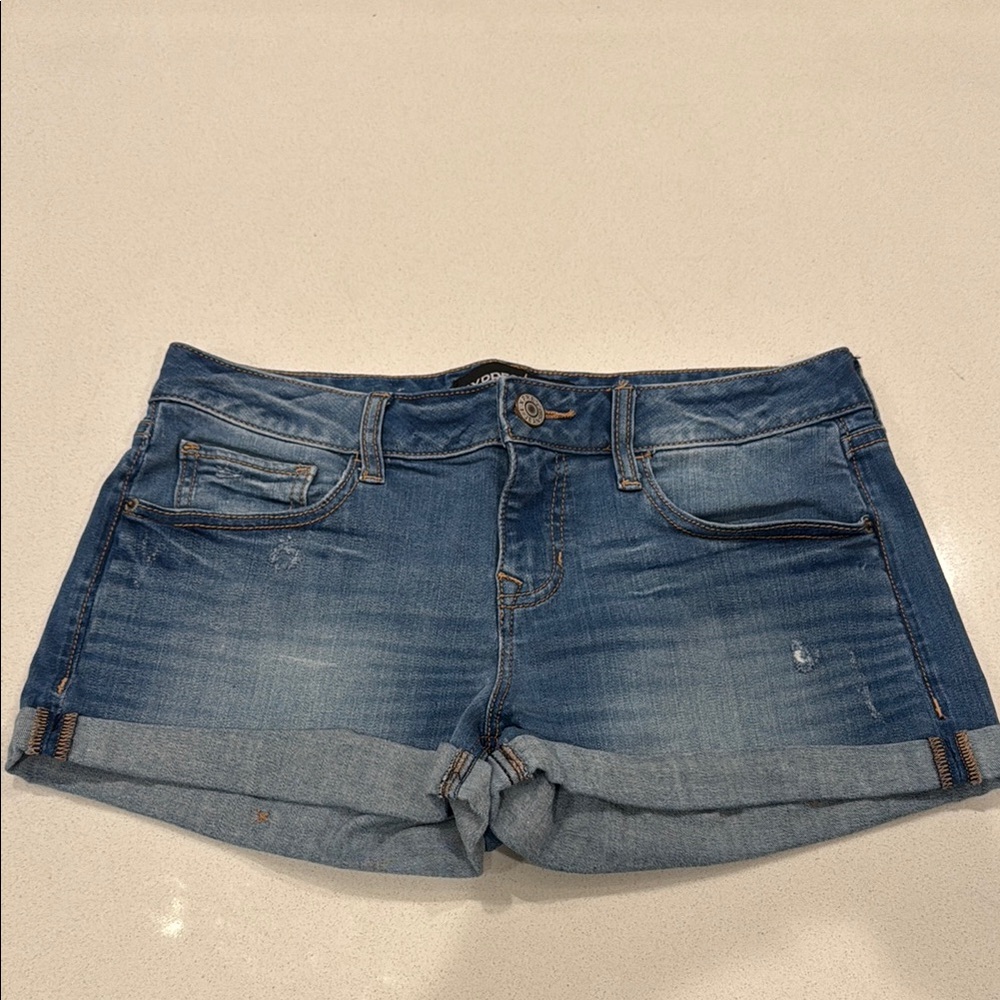 Express Blue Jean Shorts Distressed Style